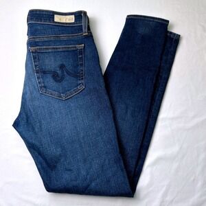 AG Adriano Goldschmied High Rise Skinny Ankle Jeans Blue Size 27/4 Distressed